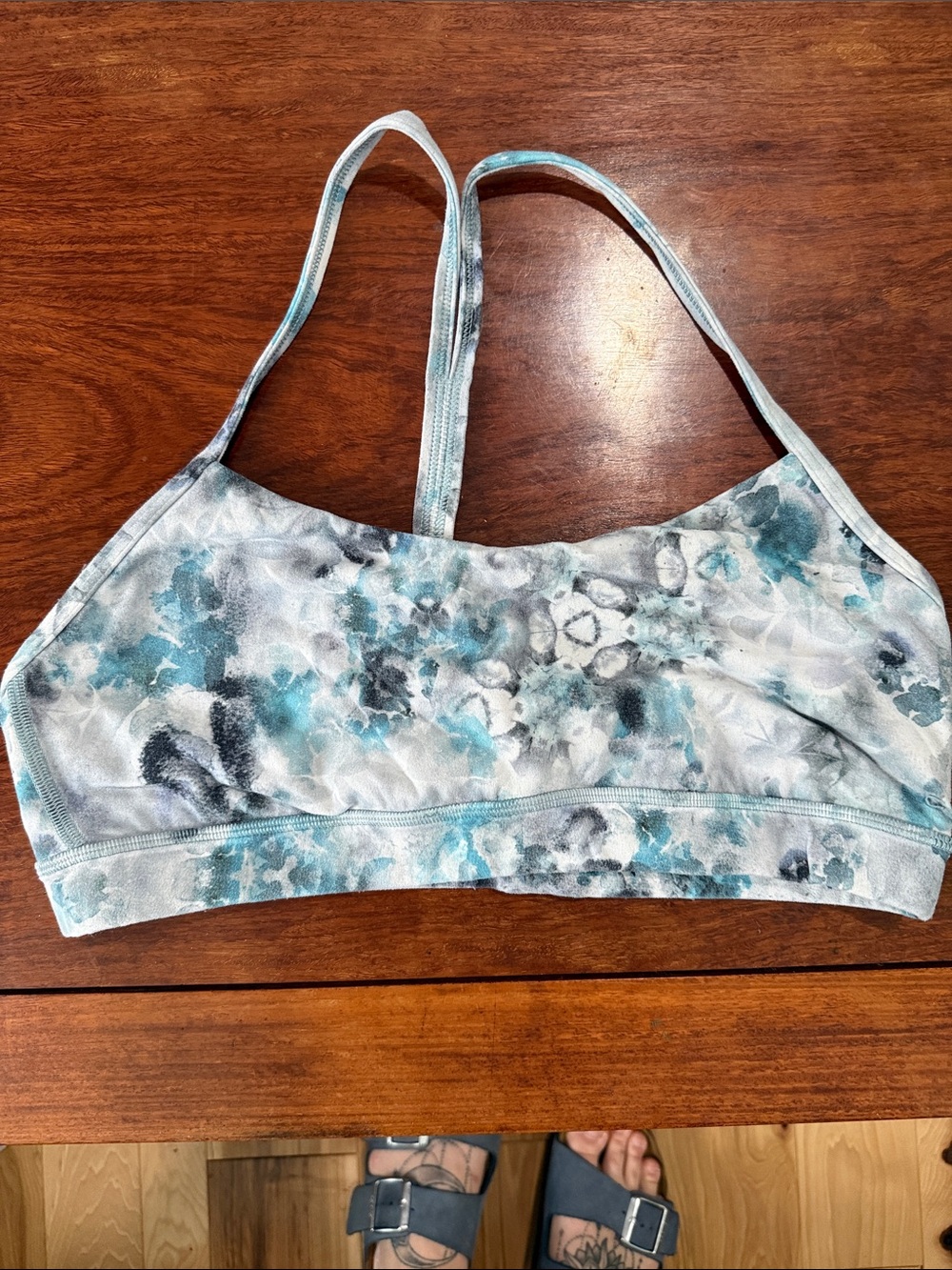 lululemon athletica Teal and Gray Floral Sports Bra